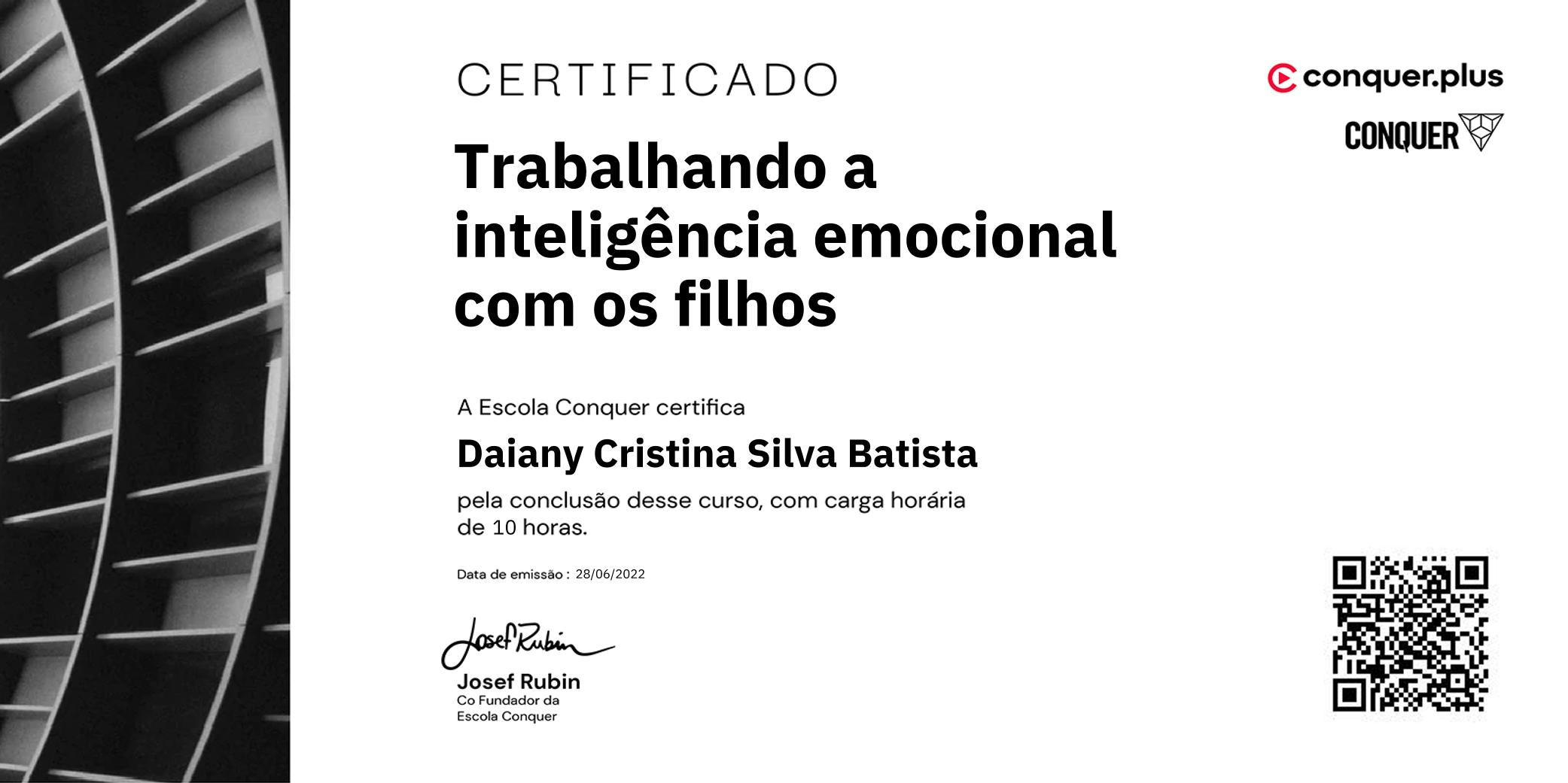 Certificado de Trabalhando a inteligência emocional com os filhos